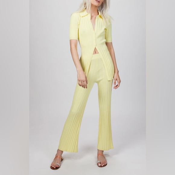 Ronny Kobo Collection Pants - Ronny Kobo Xiomara Knit Pants in Pale Yellow